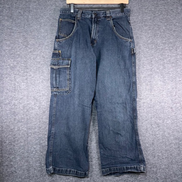 WRG Jeans Co Other - WRG Jeans Co Boys Size 16 Blue Denim Cargo Carpenter Pants Wide Leg